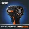 A close-up view of a cordless impact wrench, highlighting its brushless motor. Podgląd zdjęcia produktu