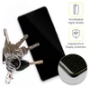 A smartphone screen protector is shown next to a set of keys, with marketing text and icons on the right side. Produktbild-Vorschau