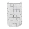 A white shower curtain with a gray tile pattern hanging from a curved shower rod. Podgląd zdjęcia produktu