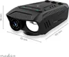 A black bicycle camera with dimensions indicated. Produktbild-Vorschau