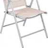 6er Set Garten Klappstuhl Hochlehner Alu - Textilen 7- Positionen Silbergrau/Beige Produktbild-Vorschau