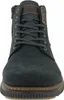 A front view of a dark blue leather boot with laces. Voir les images du produit