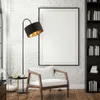 Stojacia lampa retro čierno-zlatá tkanina E27 zakrivená Náhľad obrázku produktu 6