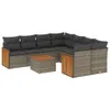 9-tlg. Garten-Sofagarnitur mit Kissen Grau Poly Rattan Produktbild-Vorschau 1