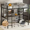A loft bed with a desk and shelves underneath, set up in a room. Podgląd zdjęcia produktu