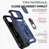 A disassembled phone case with its components shown separately, along with descriptive text highlighting its features and materials. Produktbild-Vorschau