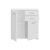 A white, modern cabinet with two drawers and a cabinet door. Náhled obrázku produktu
