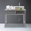 100x60x93cm Edelstahl Spüle mit Armatur komplett Zubehör  Produktbild-Vorschau 3