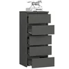 A gray chest of drawers with five drawers, topped with a decorative horse figurine and books. Produktbild-Vorschau