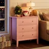Comodino in legno con 3 cassetti, color rosa Anteprima dell’immagine prodotto 4