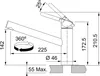 A technical drawing of a kitchen faucet with dimensions and angles indicated. Produktbild-Vorschau