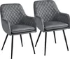 Two gray upholstered chairs with diamond-stitched backs and black metal legs are shown against a white background. Produktbild-Vorschau