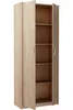 A tall, narrow cabinet with two doors, one slightly ajar, revealing shelves inside. The cabinet is made of light-colored wood. Náhled obrázku produktu