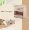 A diagram showing the dimensions of a nightstand and its drawer, with the nightstand on the right and the drawer on the left. Podgląd zdjęcia produktu
