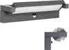 A dark gray LED outdoor wall light with a motion sensor is shown against a white background. A smaller inset image shows the adjustable angle of the light fixture. Anteprima dell’immagine prodotto