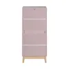 A pink chest of drawers with wooden legs against a white background. Náhled obrázku produktu