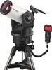A telescope mounted on a tripod, with a remote control device. Produktbild-Vorschau
