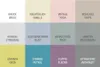 A grid of color swatches with German names. Produktbild-Vorschau