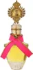 A perfume bottle with a gold crown-like topper and a pink zipper ribbon. Podgląd zdjęcia produktu