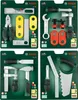 A collage of four different toy tool sets from Bosch, each packaged individually. Produktbild-Vorschau