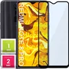 A smartphone with a screen protector and cleaning wipes. Produktbild-Vorschau