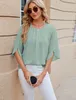 ASKSA Chemise Femme Manches 3/4 Plissées Col rond Voir les images du produit 5