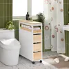 Toilettenschrank BZR54-II-WN von SoBuy neben WC in grünem Badezimmer Produktbild-Vorschau