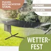 A hammock with a stand in a garden setting, with rain falling. Produktbild-Vorschau