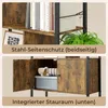 A split image showing two features of a bookshelf: the top shows shelves with books and a plant, and the bottom shows a cabinet with a dog toy and storage bin. Produktbild-Vorschau