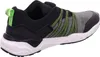 Side view of a black and gray sneaker with green accents. Produktbild-Vorschau