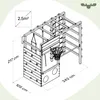 A technical drawing of a children's climbing frame with dimensions and features indicated. Podgląd zdjęcia produktu