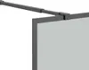 A close-up view of a shower screen frame and a section of the glass panel. Voir les images du produit