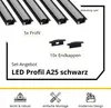 5x A25 LED Profil 2m - Schwarz inkl. Abdeckung opal & Produktbild-Vorschau 2