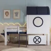 Kinder-Etagenbett mit Dach, Fenster & Rollschublade, Kiefer Produktbild-Vorschau 1