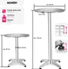 The image displays two high tables with detailed measurements and specifications presented in a diagrammatic style. Náhled obrázku produktu