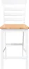A front view of a white and wood bar stool against a white background. Náhled obrázku produktu