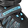 A close-up view of a black inline skate with blue accents and branding. Anteprima dell’immagine prodotto