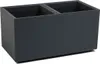 A dark gray, rectangular planter box with two compartments, shown from a slightly elevated side angle against a white background. Produktbild-Vorschau