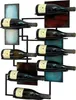 A modern metal wine rack holding eight bottles of wine, mounted on a white background. Náhled obrázku produktu
