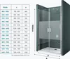 A size chart and a diagram of a shower enclosure. Produktbild-Vorschau