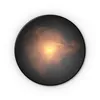 A circular image of a sun or light source obscured by clouds or smoke, set against a dark background within a black border. Produktbild-Vorschau