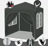 A dark gray gazebo with white trim and windows, shown from a front-diagonal angle. Several close-up insets highlight product features. Produktbild-Vorschau