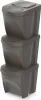 Three stacked gray plastic bins with lids, presented against a white background. Produktbild-Vorschau