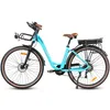 A studio shot of a blue electric bicycle against a white background. Produktbild-Vorschau