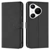 A black book-style phone case for a Huawei Pura 70 Pro is shown from the front and back. Produktbild-Vorschau