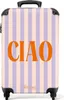A suitcase with stripes and the word 'ciao' on it. Produktbild-Vorschau