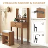 COSTWAY Make-up tafel met gevoerde kruk, make-up Productafbeelding-voorbeeld 8