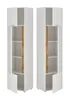 Two identical white tall cabinets with Wotan Oak accents, shown from the front with doors open. Produktbild-Vorschau