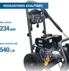 A close-up view of a Hyundai gasoline-powered pressure washer, with specifications listed on the left. Produktbild-Vorschau