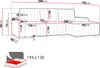 A diagram showing the dimensions of a sofa with a bed conversion feature. Náhled obrázku produktu